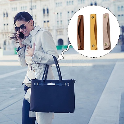 3Pcs Rectangle PU Leather Detachable Handle FIND-GF0001-49-1