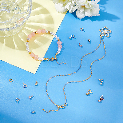 30 Sets 3 Colors Brass Spring Ring Clasps and Silicone Beads KK-PH0004-79-1
