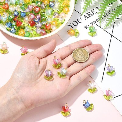 90Pcs 9 Colors Acrylic Lampwork Pendants PALLOY-CJ00048-1