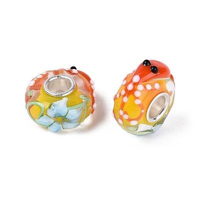 3D Lampwork & Brass Core European Beads LAMP-Q042-01D-1