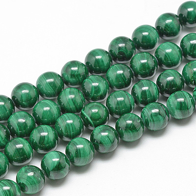 Natural Malachite Beads Strands G-S264-21-10mm-1
