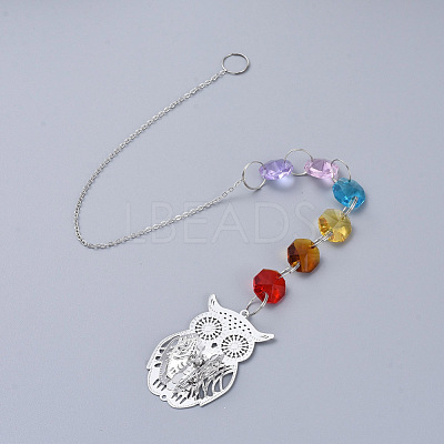 Chandelier Suncatchers Prisms Octogon Glass Hanging Pendant AJEW-G025-C03-1