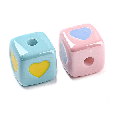 Opaque Colourful Acrylic Enamel Beads OACR-L001-03-1