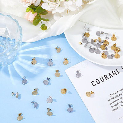 40pcs 2 Colors 304 Stainless Steel Stud Earring Findings STAS-DC0017-01-1