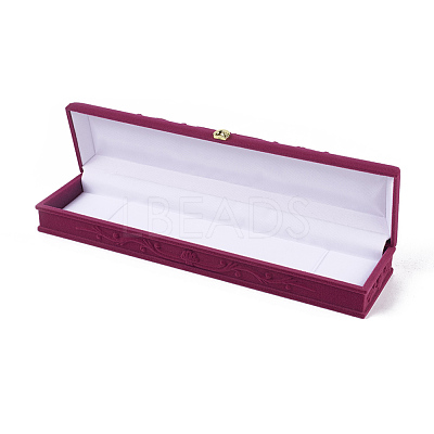 Rose Flower Pattern Velvet Necklace Boxes VBOX-O003-01-1