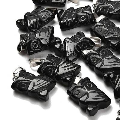 Natural Obsidian Pendants G-B127-09P-04-1