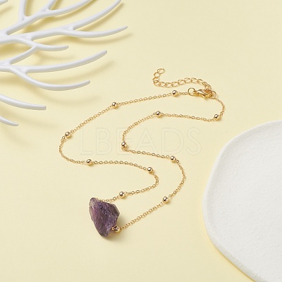 Natural Raw Stone Pendant Necklace for Women NJEW-JN03781-1