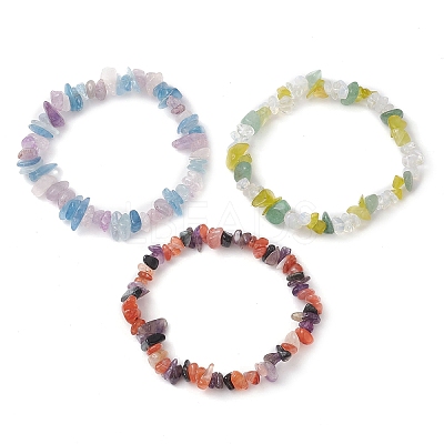 3Pcs 3 Style Natural & Synthetic Mixed Stone Chips Beaded Stretch Bracelets Set BJEW-TA00460-1