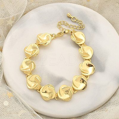 Brass Flat Round Links Bracelets for Women KK-B124-11G-1