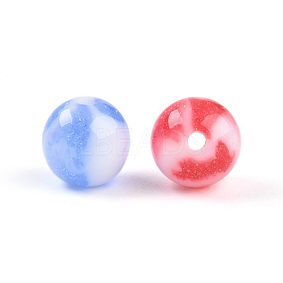Two Tone Opaque Resin Beads RESI-N042-10mm-16-1