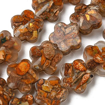 Dyed Natural Imperial Jasper with Resin Beads Strands G-G083-G04-01-1