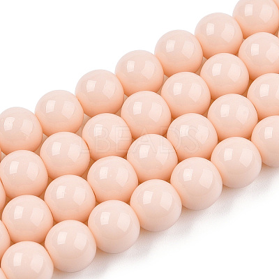 Opaque Solid Color Glass Beads Strands GLAA-T032-P8mm-09-1