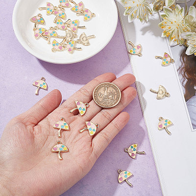 30Pcs Umbrella with Heart Alloy Enamel Pendants ENAM-SC0002-98-1