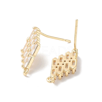 Brass Micro Pave Cubic Zirconia Stud Earring Findings KK-E107-24G-1