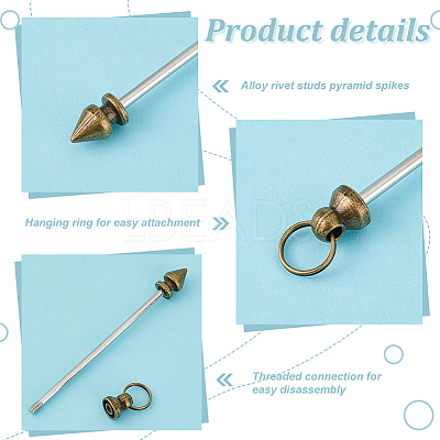 30Pcs 5 Colors Alloy Rivet Studs Pyramid Spikes FIND-PH0021-67-1