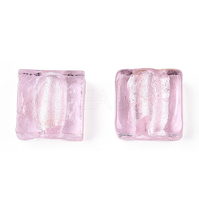 Handmade Silver Foil Lampwork Beads FOIL-S006-12x12mm-02-1
