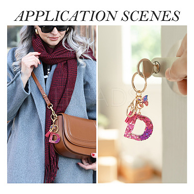 Alloy Resin Butterfly Keychains KEYC-TADJ0002-02G-D-1