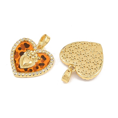 Brass Micro Pave Clear Cubic Zirconia Pendants CU-CBA415D-11G-01-1