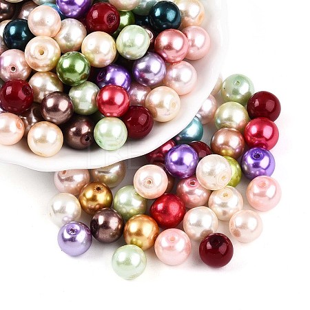 Baking Painted Pearlized Glass Pearl Beads HY-Q003-10mm-M01-1