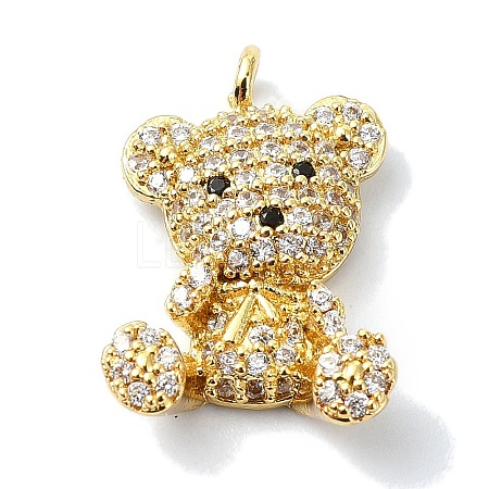 Rack Plating Brass Pave Cubic Zirconia Pendants KK-M282-40G-1