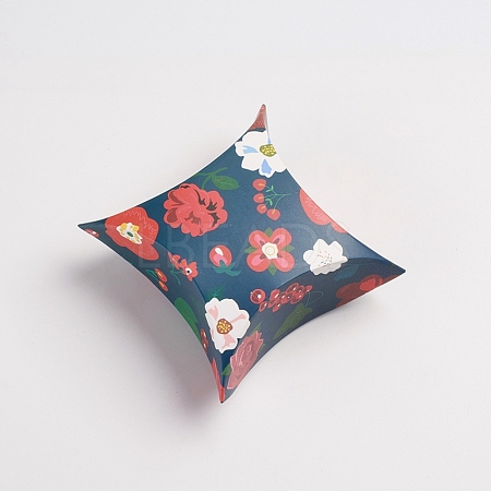 Flower Pattern Paper Pillow Candy Boxes X-CON-G008-C15-1