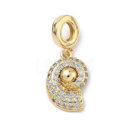 Brass Micro Pave Clear Cubic Zirconia Sea Animals European Dangle Charms KK-Z143-02G-02-1