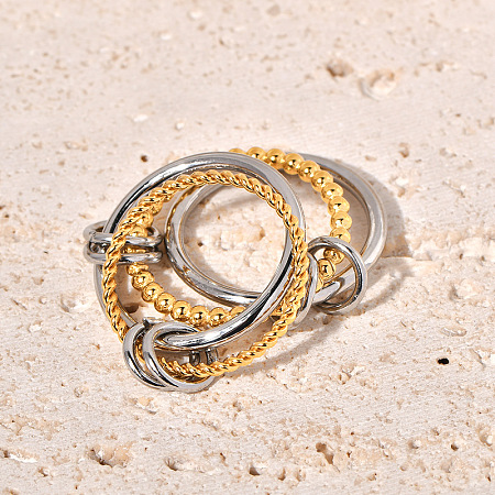 Twist 304 Stainless Steel Finger Rings for Women WG52099-01-1