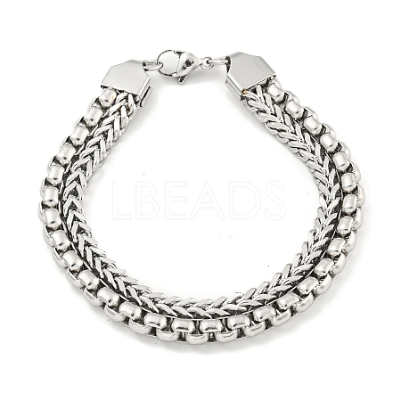 Non-Tarnish 201 Stainless Steel Multi-Strand Chains Bracelets BJEW-F473-02P-01-1