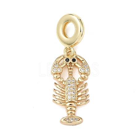 Brass Micro Pave Clear Cubic Zirconia Sea Animal European Dangle Charms LS-KK-B159-04G-02-1
