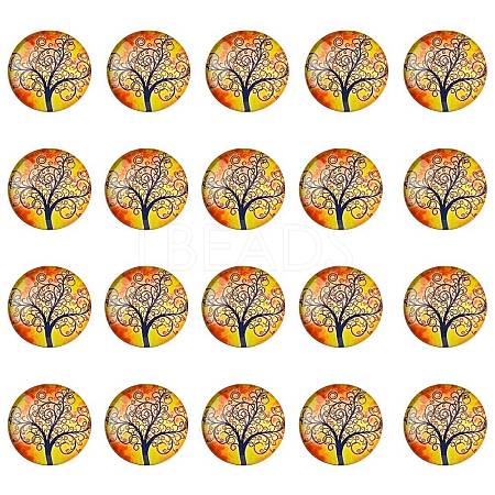 Half Round/Dome Tree Pattern Glass Flatback Cabochons for DIY Projects GGLA-YW0001-14F-1
