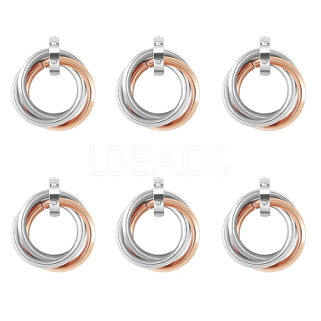 201 Stainless Steel Interlocking Ring Pendants STAS-SZ0002-61A-1