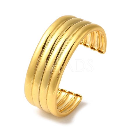 Rack Plating Brass Grooved Open Cuff Bangles BJEW-S150-01G-1