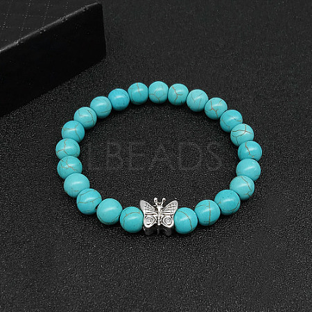 Synthetic Turquoise Stretch Bracelets for Women Men IS4293-2-1
