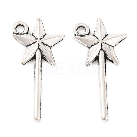 Fairy Tale Tibetan Style Alloy Magic Wand Pendants X-TIBEP-36112-AS-RS-1