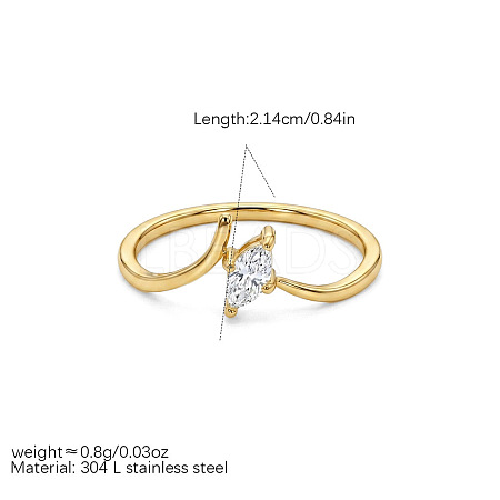 304 Stainless Steel & Clear Cubic Zirconia Finger Rings WG53D27-02-1