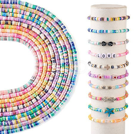 10Strands 10 Colors Handmade Polymer Clay Beads CLAY-TA0001-52-1