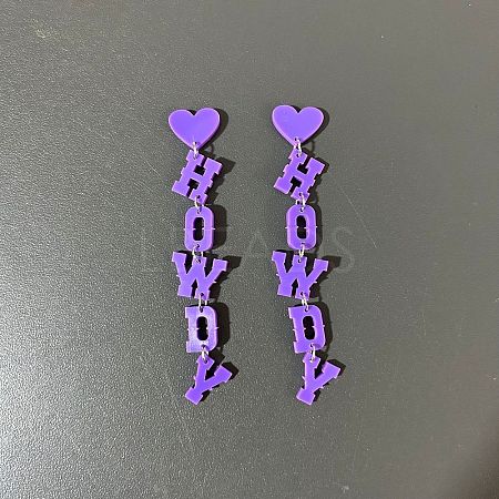 Word HOWDY Acrylic Dangle Stud Earrings FS-WGBB6AA-01-1