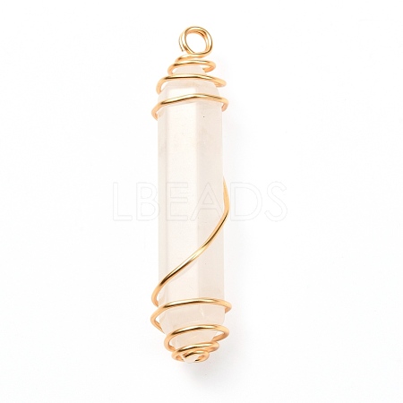 Natural Quartz Crystal Pointed Pendants PALLOY-JF01010-1