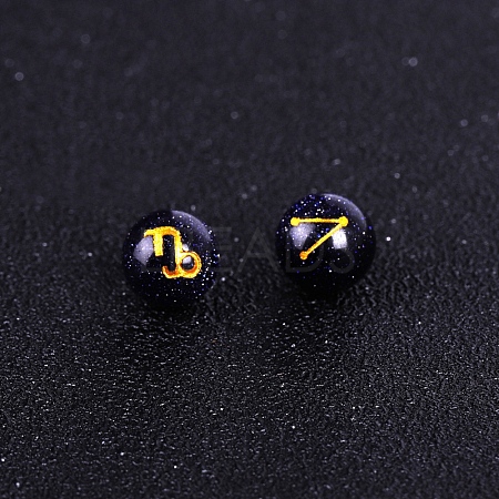 Synthetic Blue Goldstone Carved Constellation Beads PW-WG92554-10-1