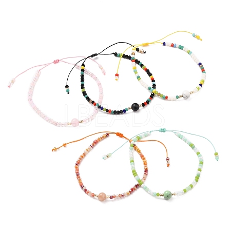 Adjustable Nylon Thread Braided Bead Bracelets BJEW-JB05658-1
