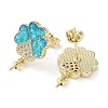 Clover Shape Brass Micro Pave Cubic Zirconia Stud Earrings EJEW-C069-02G-2