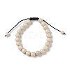 8mm Round Natural Fossil Braided Bead Bracelets BJEW-C067-01B-26-2