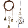 2Pcs 2 Style Rattan & Alloy Witch Bells for Door Knob AJEW-GF0008-21-1