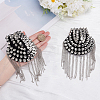 2Pcs Felt & CCB Plastic & Alloy & Iron Curb Chain Tassel Rivet Epaulettes AJEW-GA0010-65P-3