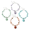 4Pcs 4 Style Natural Mixed Gemstone Heart Charm Bracelets Set with Chips Beaded Chains BJEW-TA00295-1