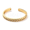 Real 18K Gold Plated Rhombus Pattern Grooved Brass Cufff Bangle BJEW-D448-07G-RS-2