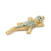 Rack Plating Brass Micro Pave Turquoise Color Cubic Zirconia Connector Charms KK-K377-54G-2