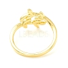 Brass Leaf Wrapped Open Cuff Ring for Women RJEW-P027-03G-3