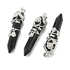 Natural Dyed & Heated Black Agate Pointed Pendants G-O164-02-P04-1
