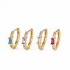Brass Micro Pave Cubic Zirconia Huggie Hoop Earrings EJEW-Q023-006-NR-2